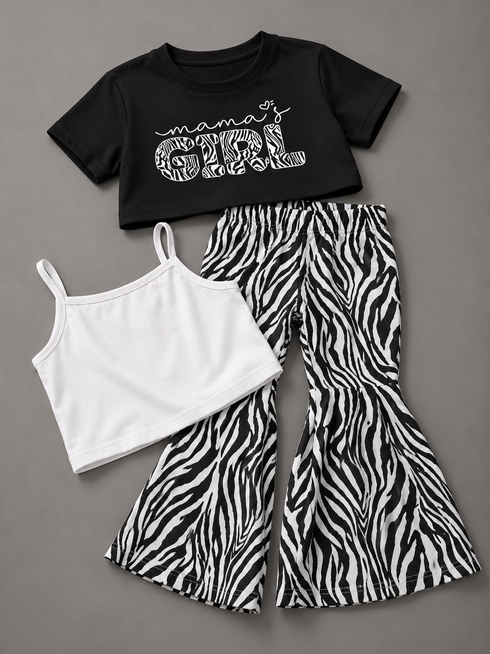 PatPat Black & White Zebra Kids Pajama Set - Mama's Girl
